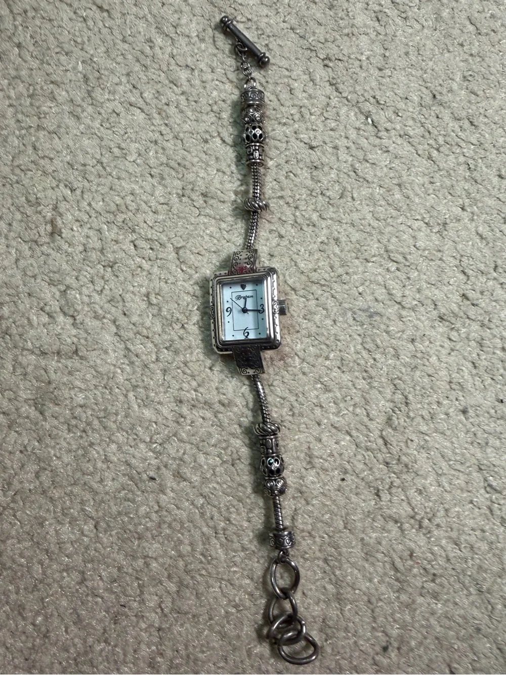 Women’s Brighton Short Hills Silver Square Dial Charm Bracelet Watch